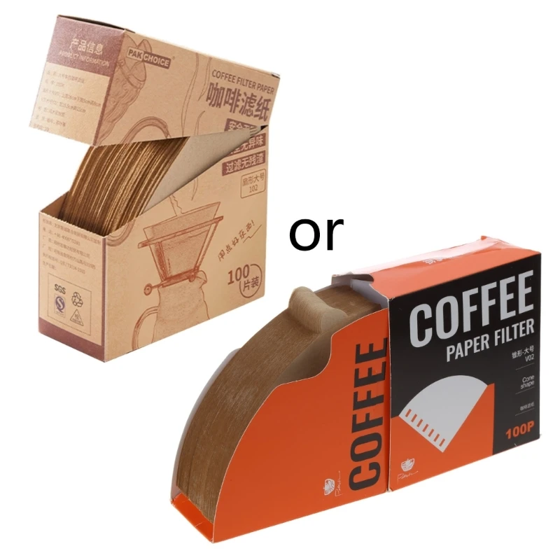 Pure Wood Pulp V60 Coffee Filter Paper Disposable Coffee Brewing Filters 100Pcs