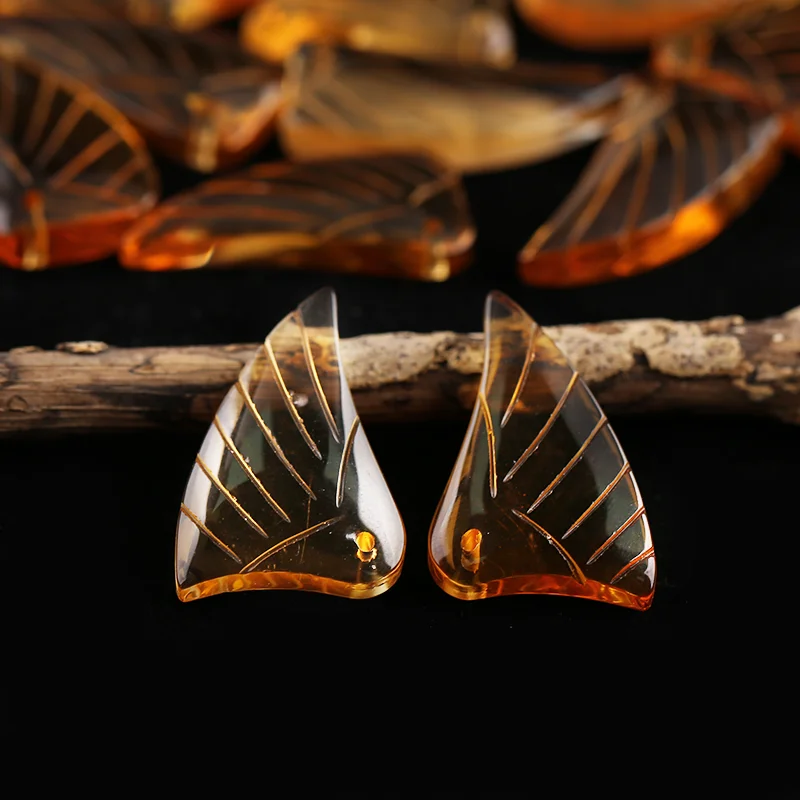 B&F Earrings Bead Citrine  - Wing Earrings Natural Stone jewelry accessories Handmade Jewerly