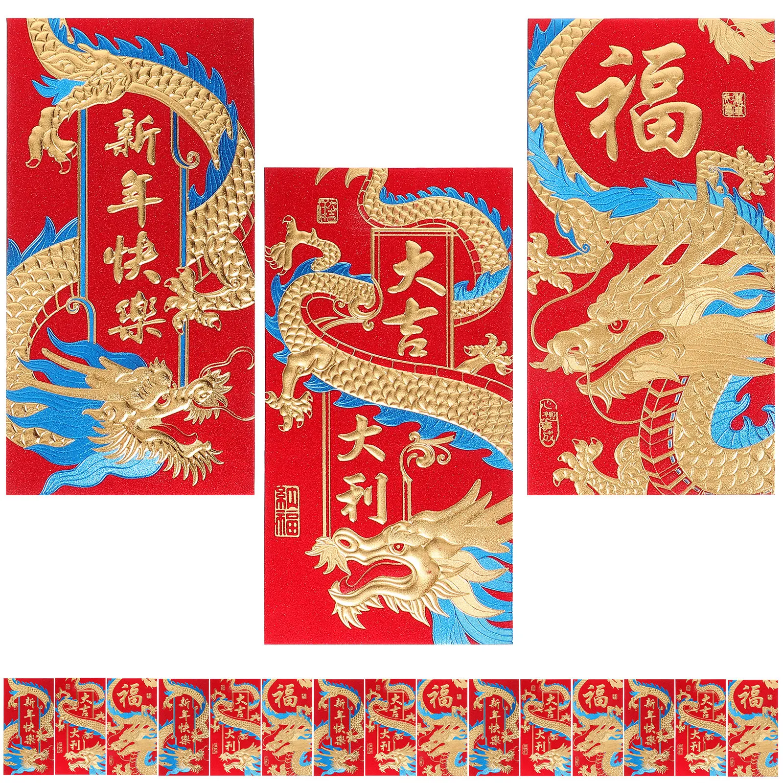 

18Pcs Chinese Red Envelopes Creative Dragon Pattern Red Money Packets Spring Festival Cash Envelopes for New Year Gift