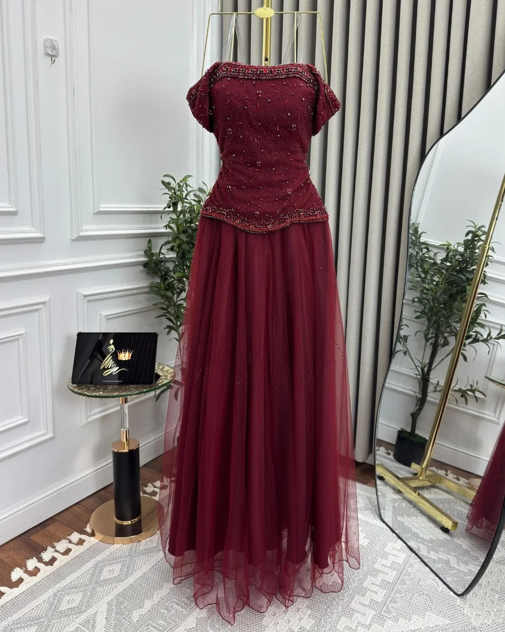 Customized Matching Jersey Pleat Sequined A-line Off-the-shoulder Long Dresses Evening Dresses Luxury 2025 Exquisite Modern