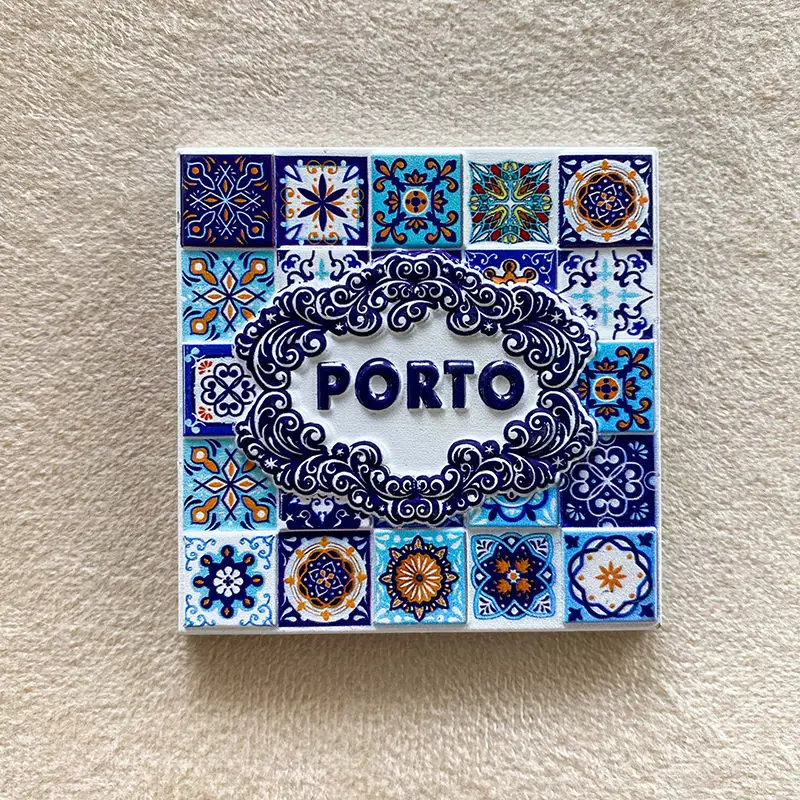 

Portuguese Tile Refrigerator Magnet CreativeinsWind Travel Souvenirs Three-dimensional Magnetic Stickers Accompanying Gifts