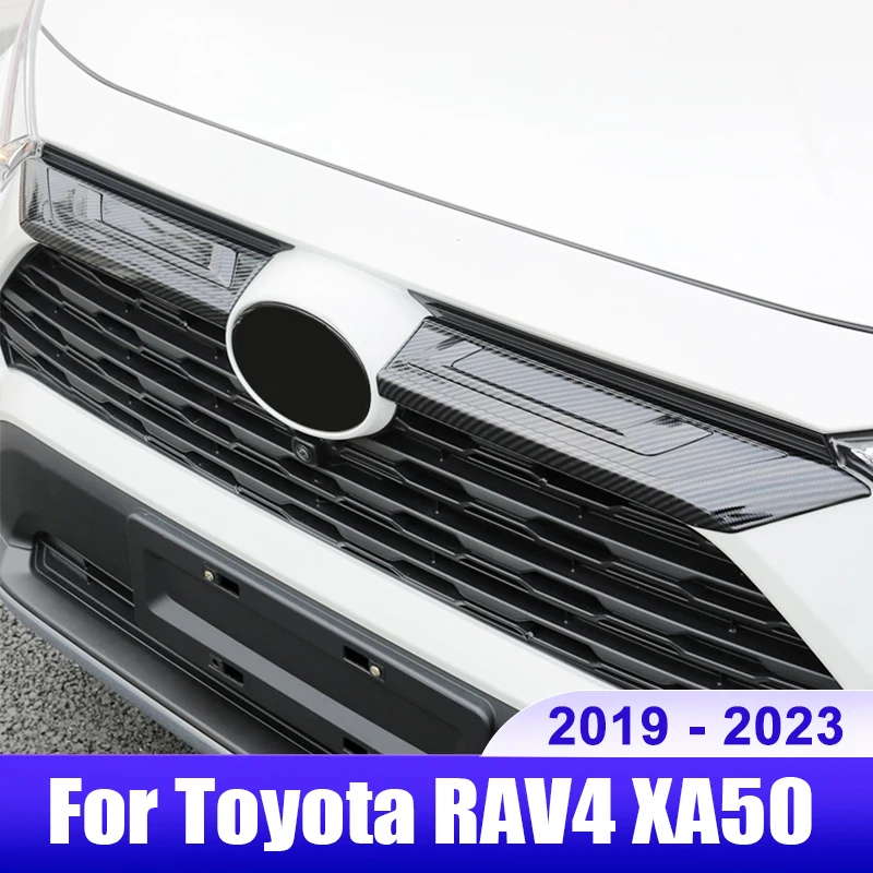 

For Toyota RAV4 XA50 2019 2020 2021 2022 2023 RAV 4 Hybrid Car Front Grille Grill Logo Emblem Decoration Strip Cover Accessories