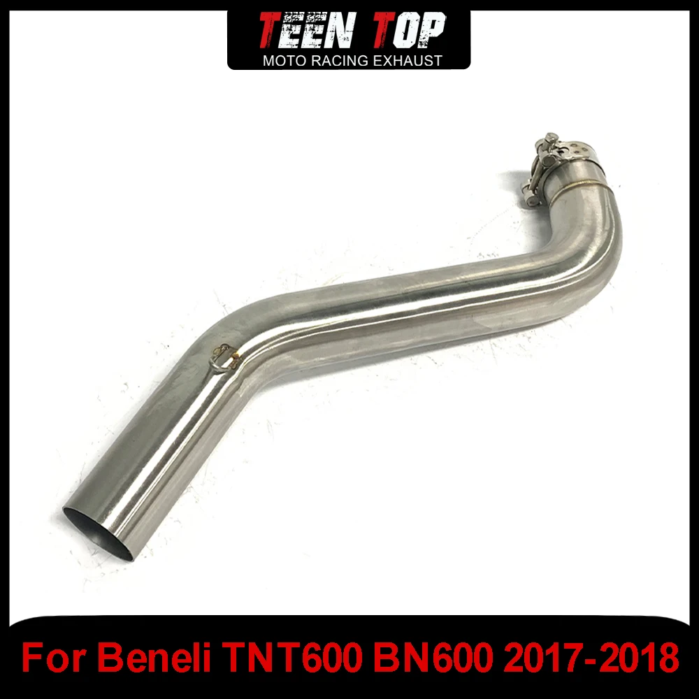 Per Beneli TNT600 BN600 Tubo di collegamento centrale bn600 2017-2018 Moto Fuga Moto Tubo di collegamento a gomito di scarico 51mm Acciaio