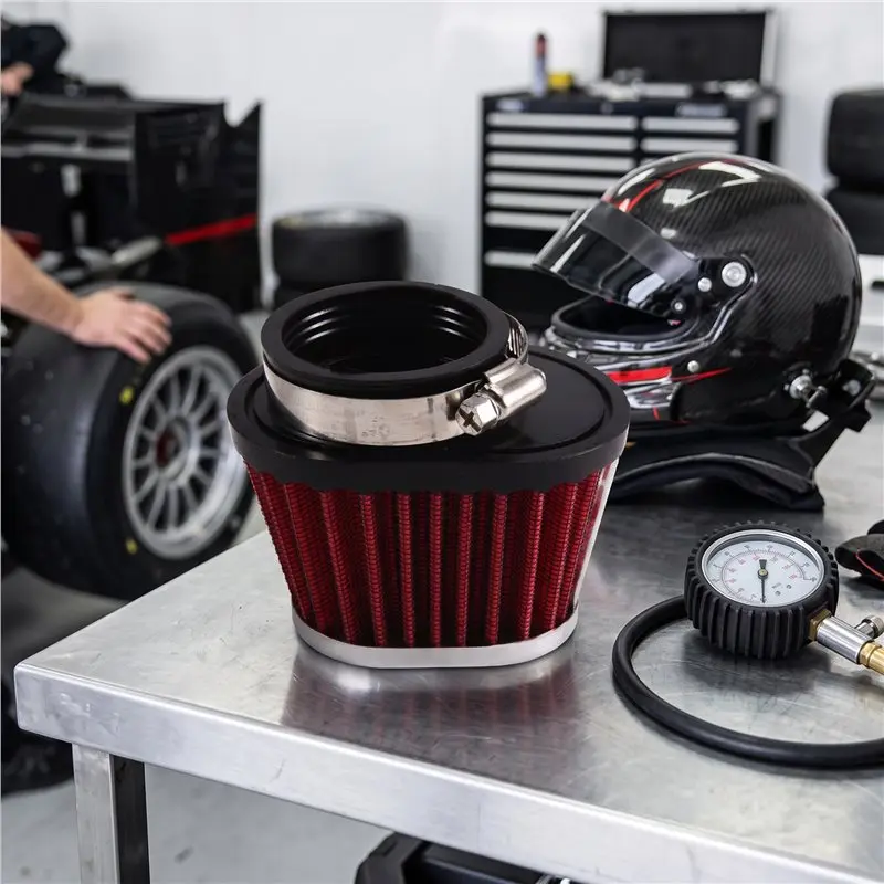 A96E-Universal Red Air Filter Car Motorcycle Mushroom Head Round Tapered 1Pcs 51Mm 2 Inch Intake Filter