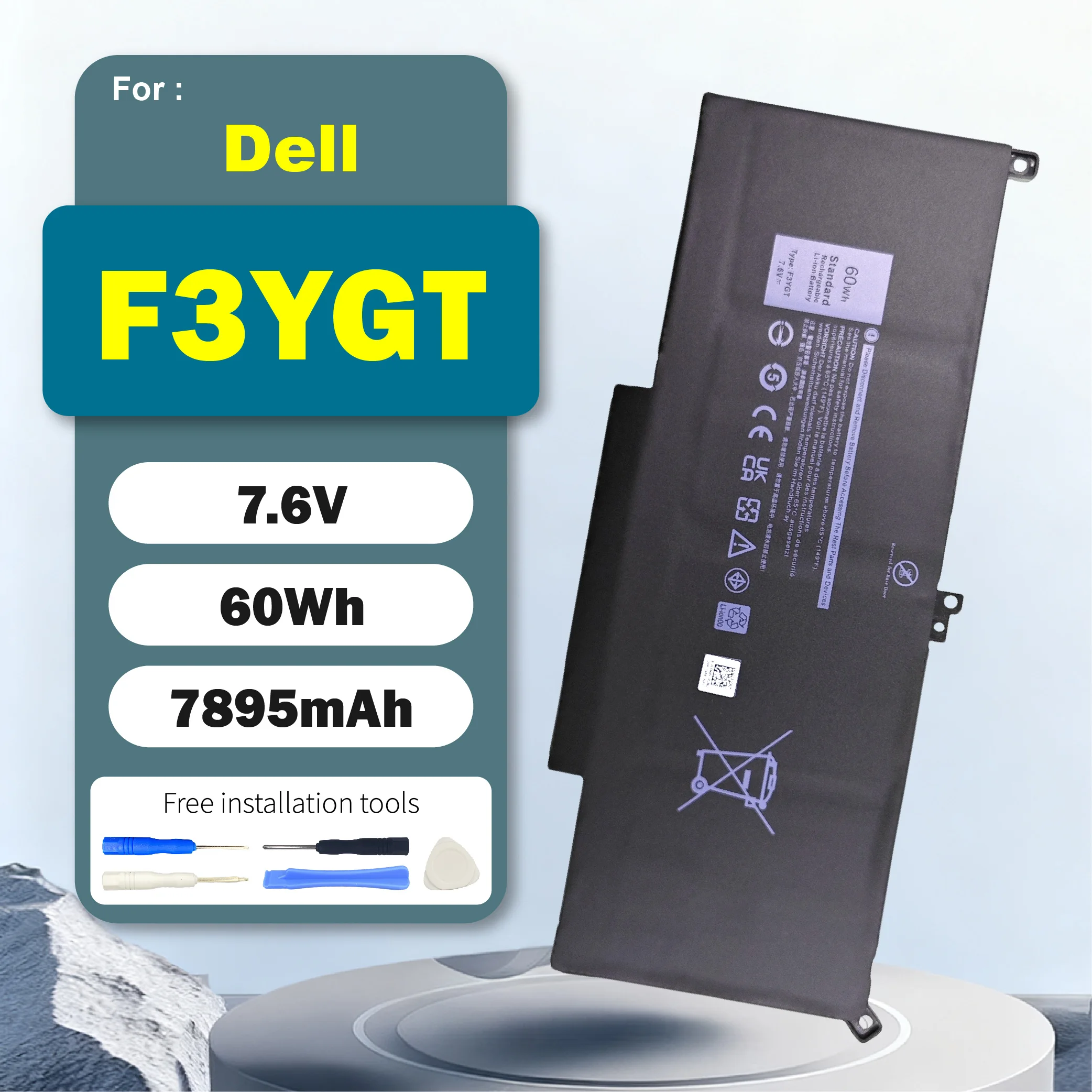 

F3YGT 60Wh Battery Replacement for Dell Latitude 7480 7280 7490 E7480 E7280 DM3WC F3YGT-1 KG7VF 2X39G V4940 451-BBYE 453-BBCF