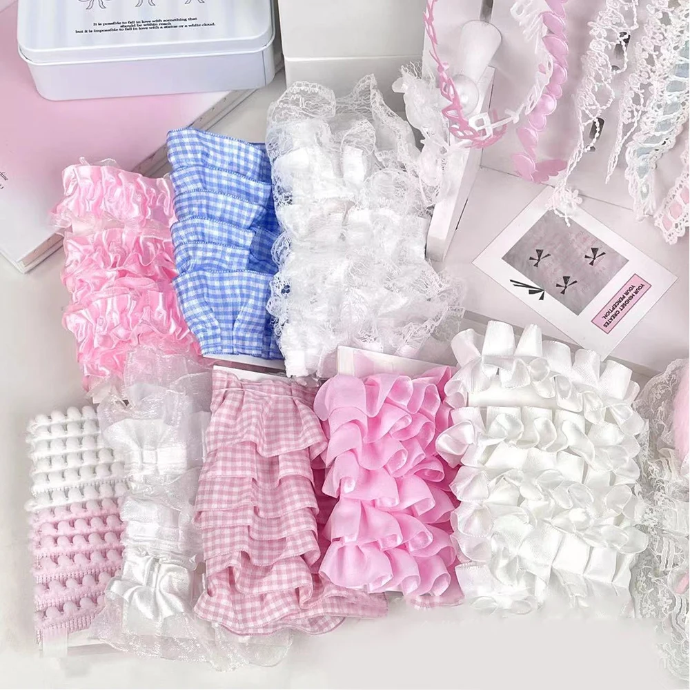 10 pçs tiras de renda diy casa decoração de renda material artesanal capa de cartão dceor bonito doce xadrez tiras de renda diy acessórios de
