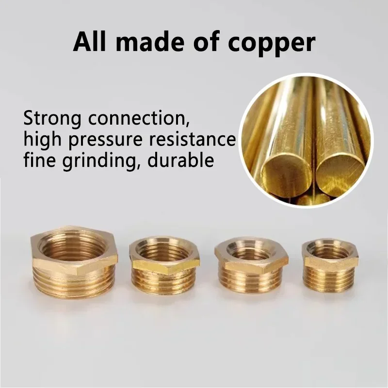 Brass 1/8 1/4 3/8 1/2 3/4 Female To Male Threaded Hex Bushing Reducer Copper Pipe Fitting Water Gas Adapter Coupler Connector