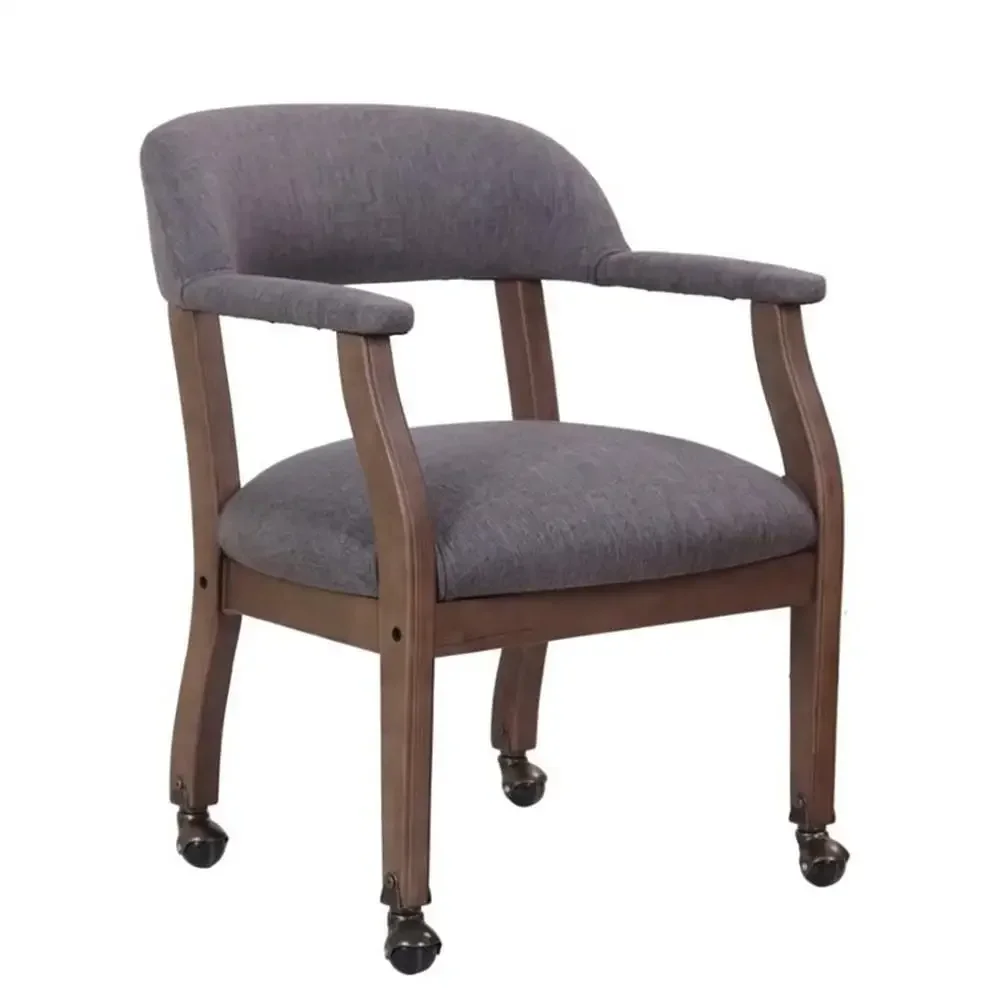 

Refined Rustic Slate Gray Desk Chair Commercial Grade Linen Arm Chair with Cushioned Back and Arms Wood Frame No-Sag Spring Seat