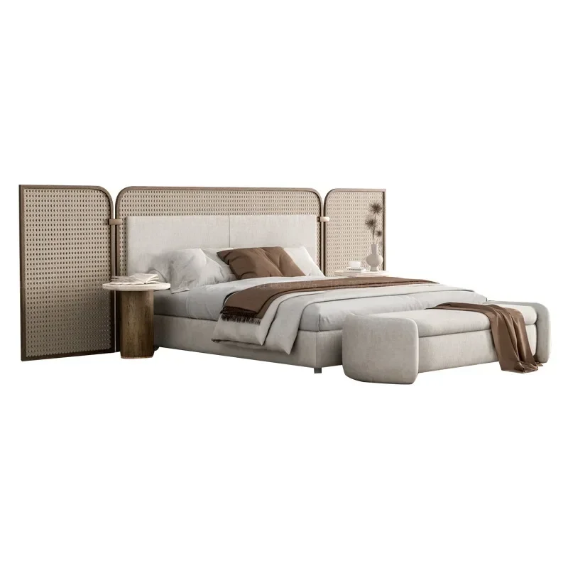 Wabi Sansan log rattan bed, double bed