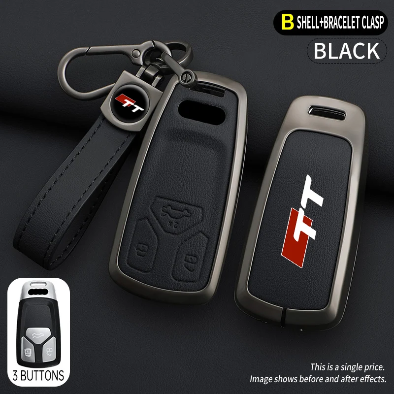 

Car Zinc Alloy Leather Key Case Bag Shell For Audi TT B8 Car Key Chain Key Protector Keychain Interior Decoration Accessories