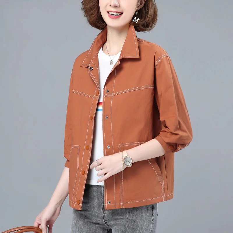 

Новая свободная простая женская одежда с отложным воротником на пуговицах, модные повседневные прямые весенне-летние тонкие достойные блузки