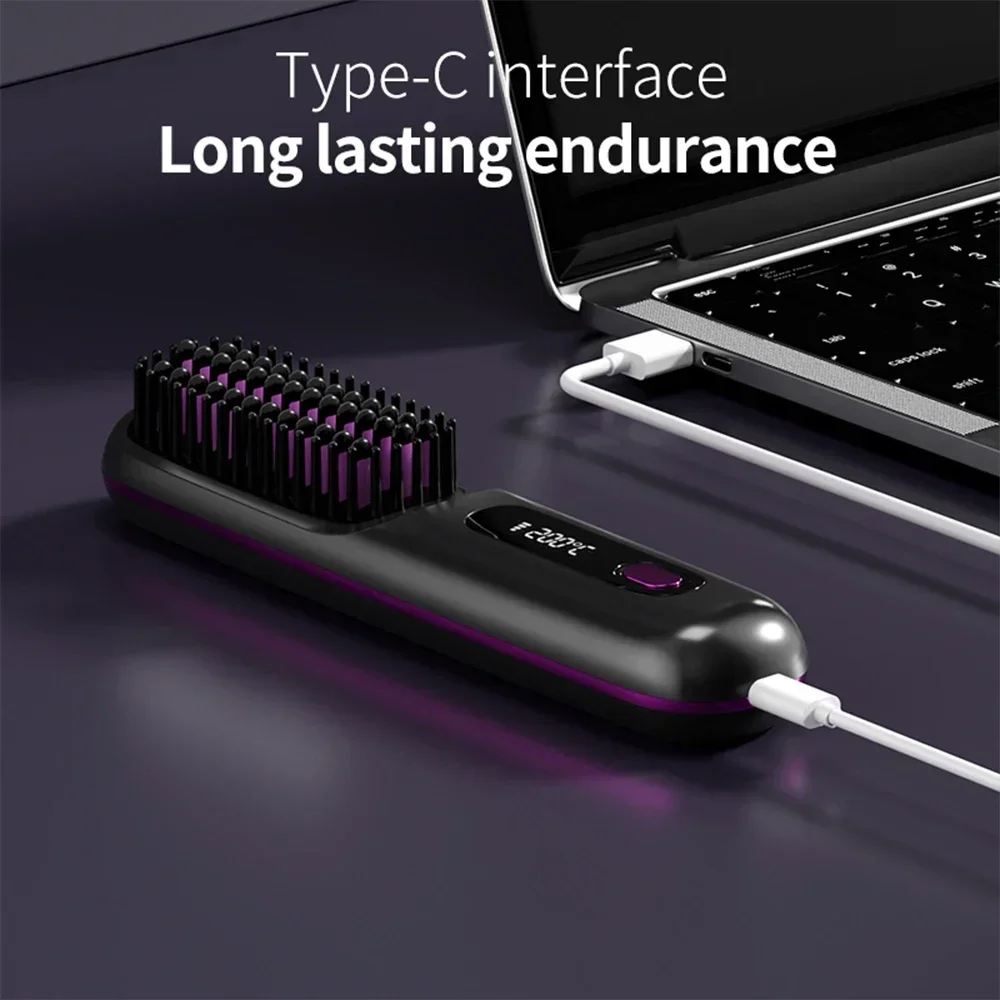 Wireless Straight Hair Comb Electric Hot Comb Mini Straight Curly Hair Two-in-one Comb Multifunctional Ceramic Hair Curler