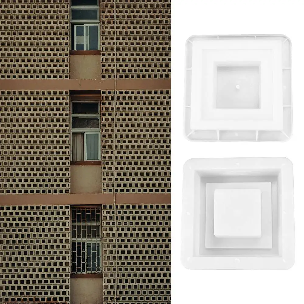 Plastic Hollow Brick Mold 20*20*6cm 3D Carving Cement Antique Brick Mold Anti-Slip Square Window Flower Fence Making Mold
