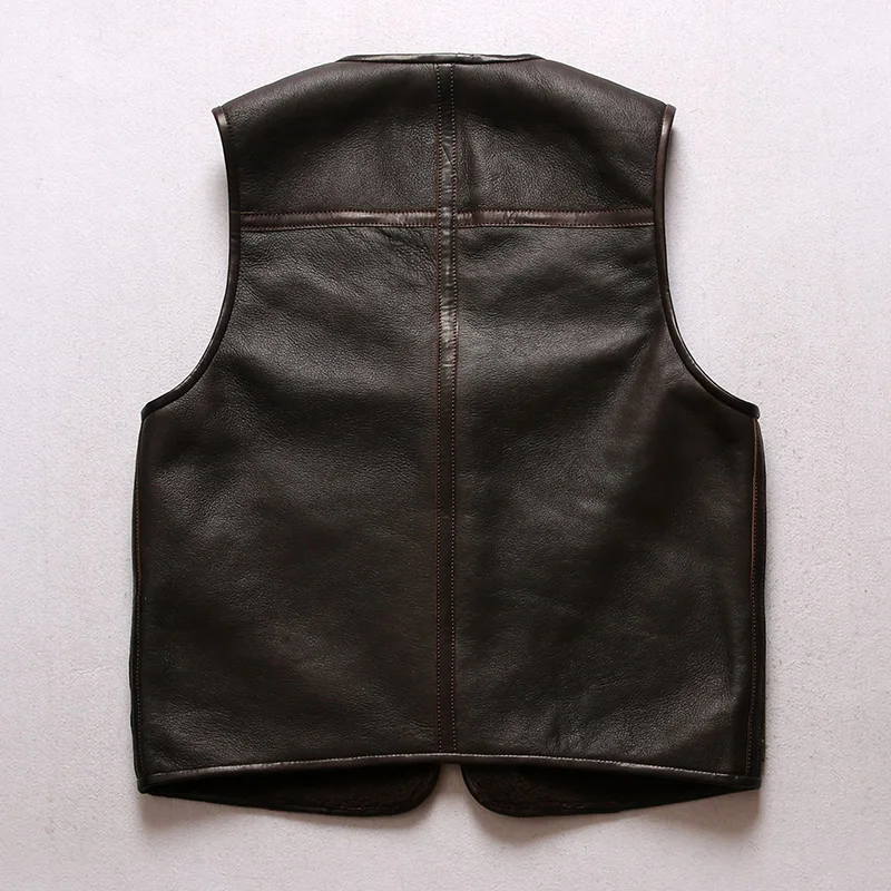 Winter Casual Warmth Shearling Sheepskin Fur Sleeveless Undershirt Canvas Pocket Blocking Men genuine Leather Vest & Waistcoats