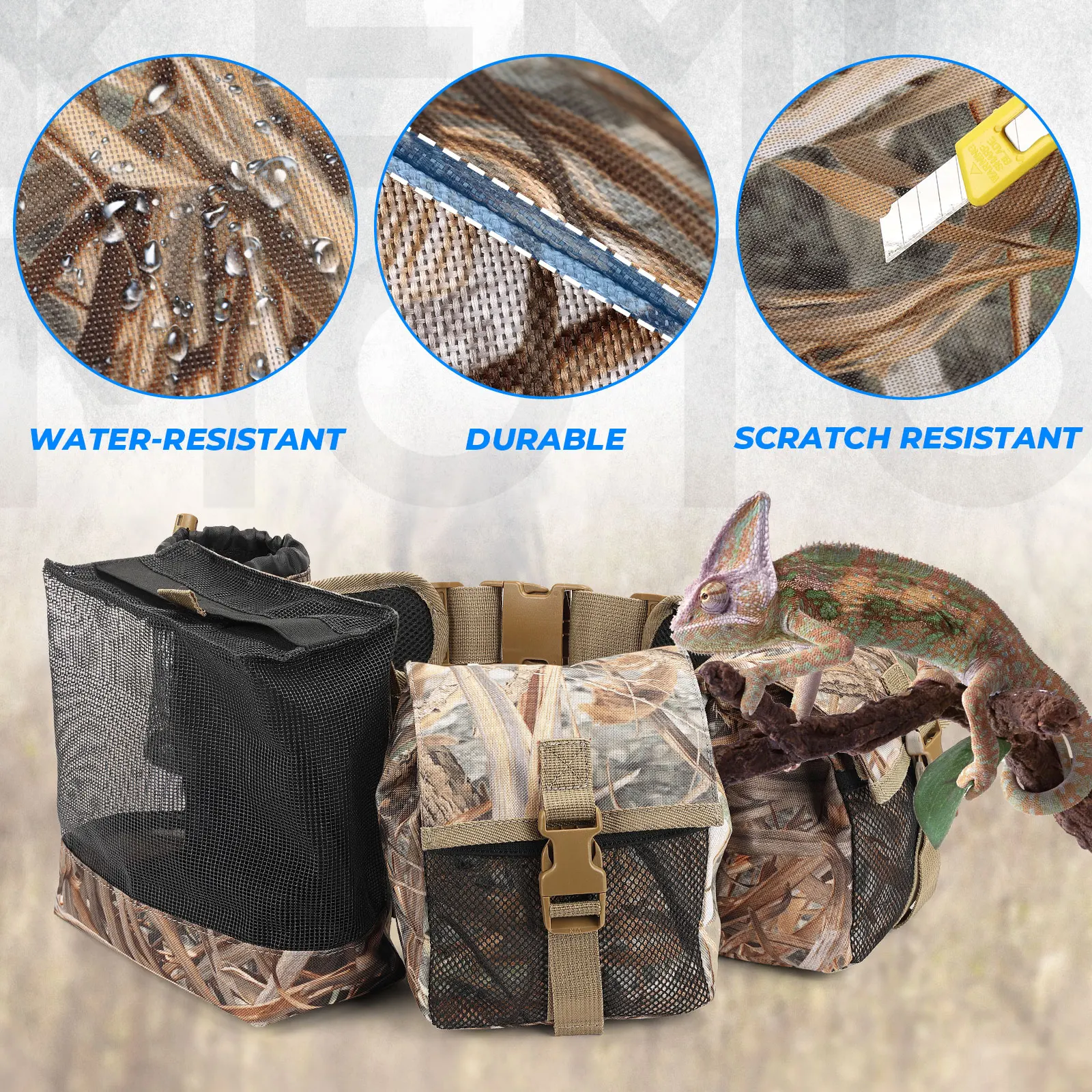 Dove Belt with Game Pouch Shell Bottle Bags Camo Bird Pouch Adjust 6mm Breathable Thick Mesh Belt Shooting Hunting Dog Training