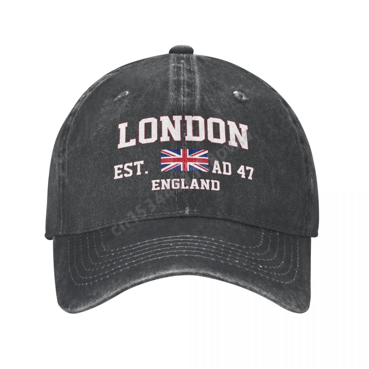 Unisex Adult United Kingdom Flag UK Great Britain Country Charcoal Washed Denim Baseball Cap Men Vintage Cotton Dad Trucker Hat