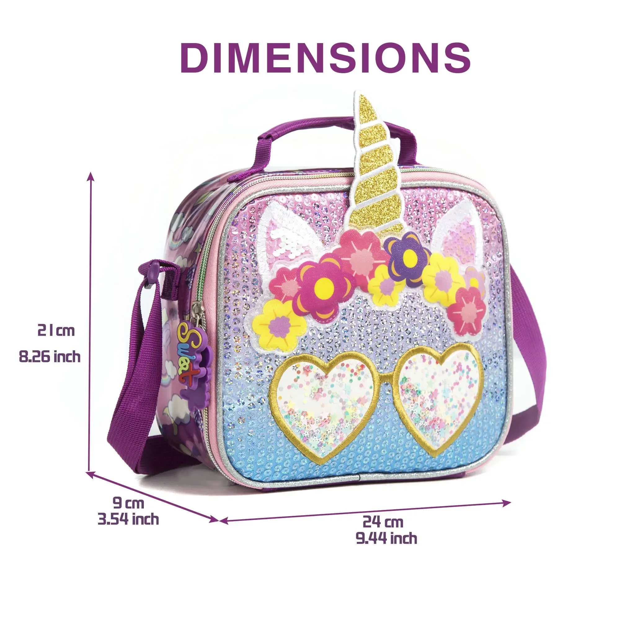 Bolsa de almuerzo de unicornio Gsequins para niños y niñas, fiambrera impermeable con aislamiento para viaje escolar