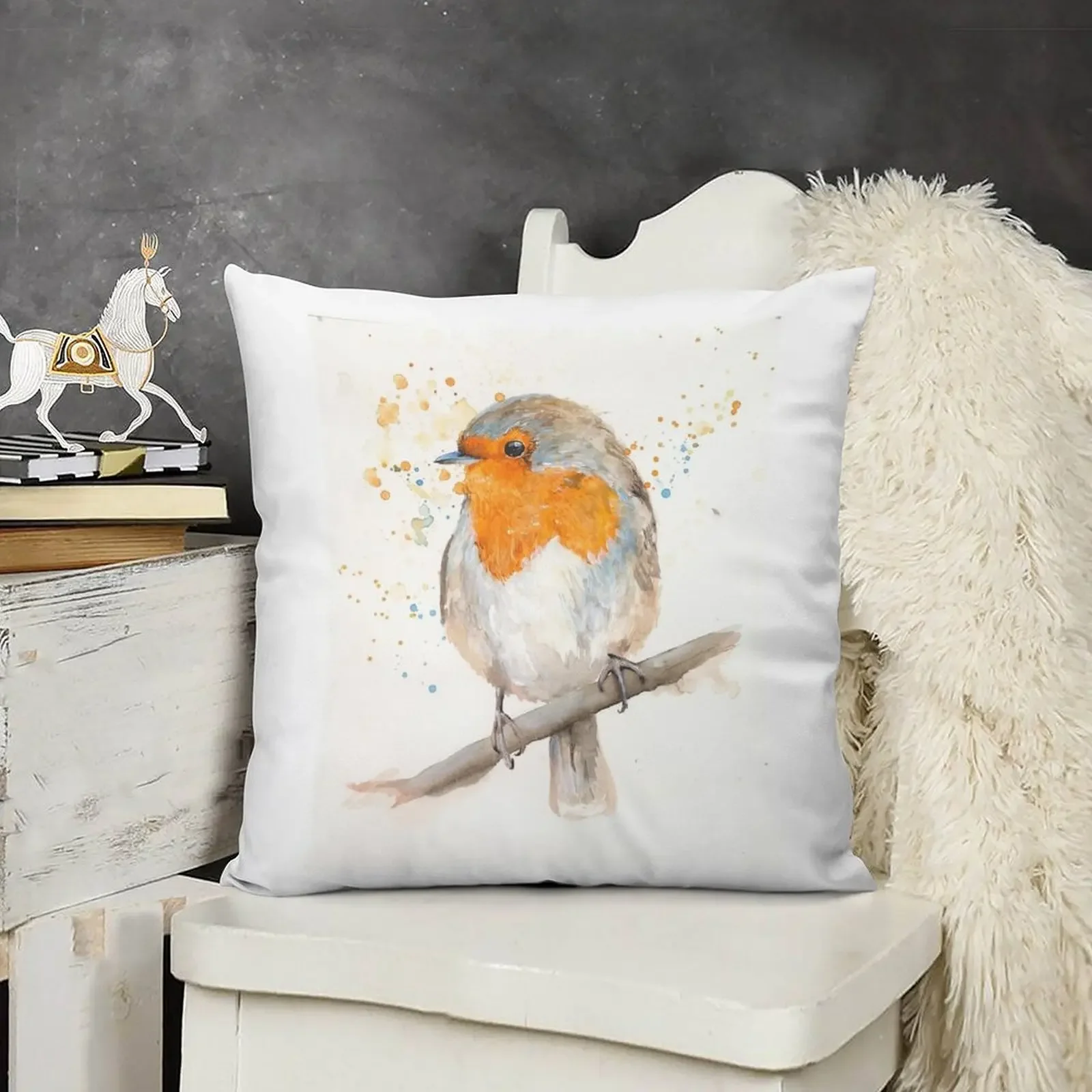 

Watercolour Robin Throw Pillow Christmas Pillowcase Cushions For Sofa pillow