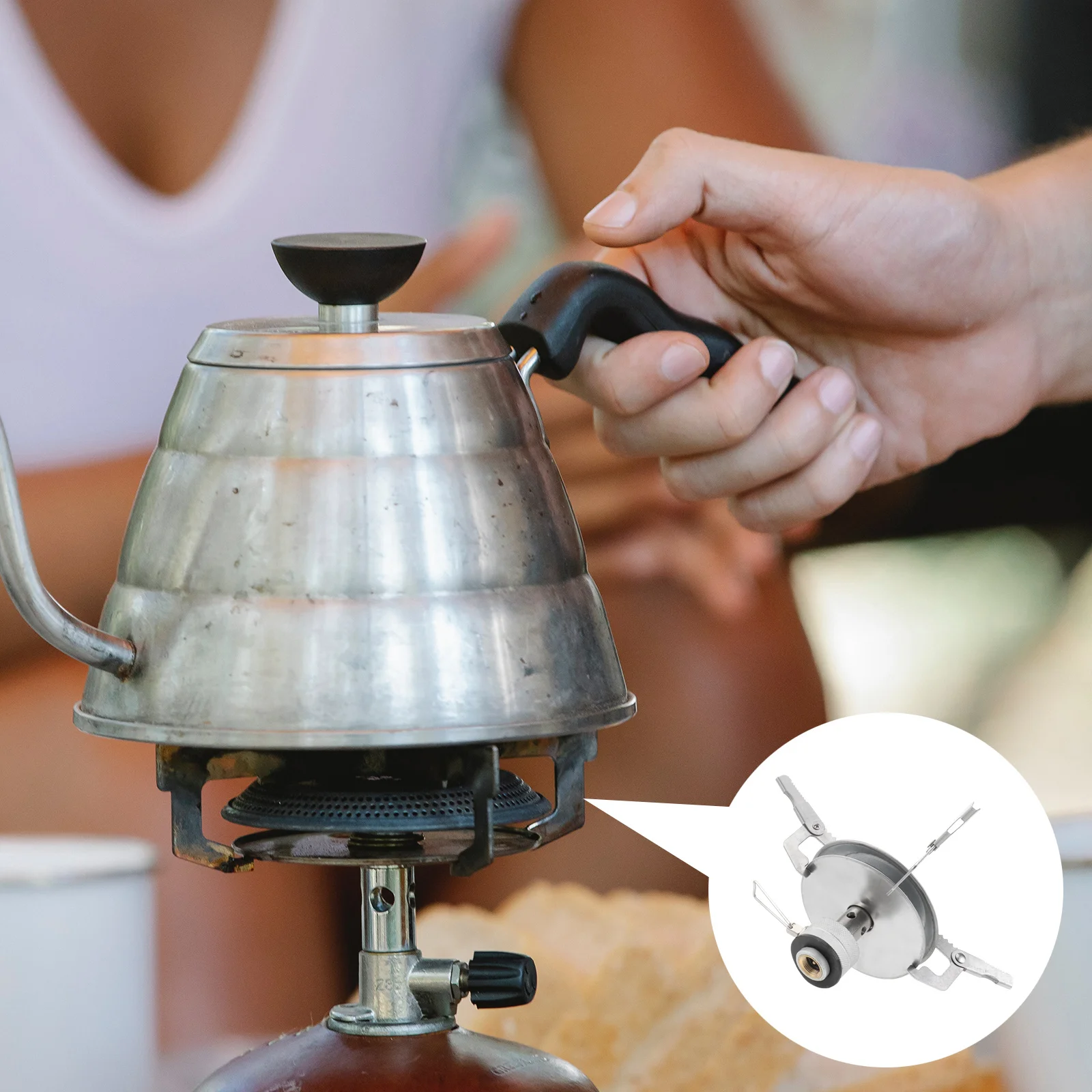 

1Pcs Outdoor Camping Stove Portable Stainless Steel Gas Burner Durable Multi-Function Cooker Camping Stove Cooking Tools