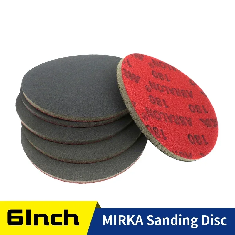 Abralon Mirka Sandpaper 6Inch Wet Dry Foam Sponge Sanding Disc 150mm Hook Loop 180-4000Grit for Automotive Polishing Grinding