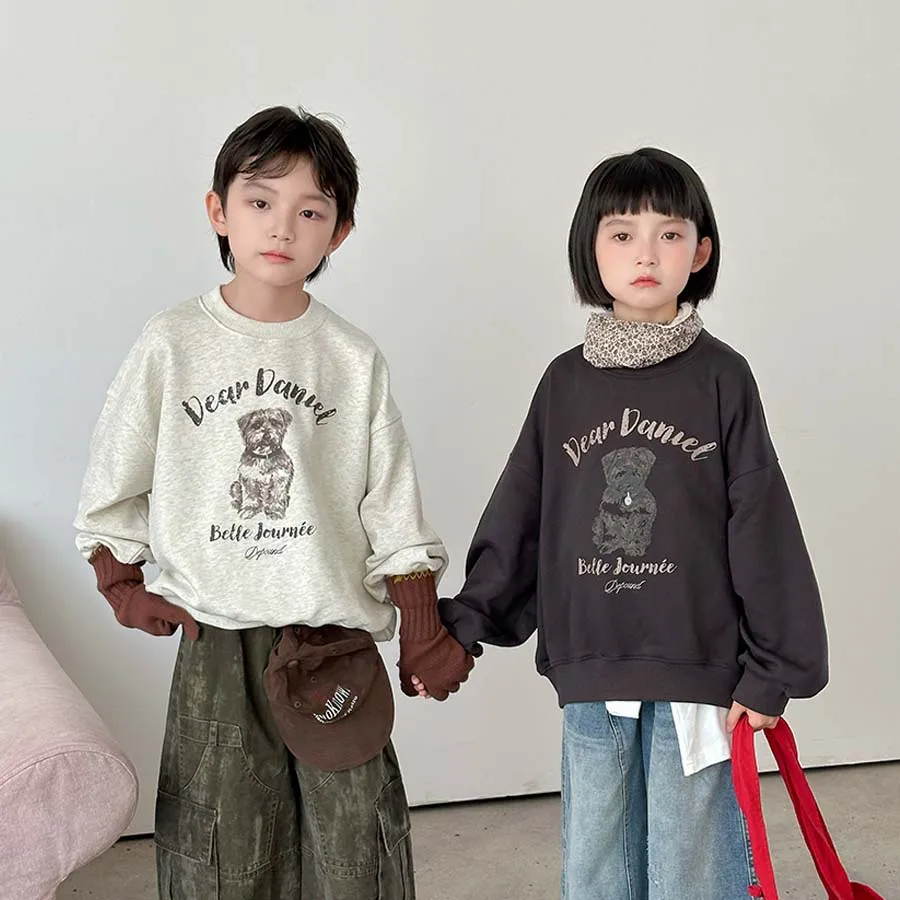 

Spring Autumn Baby and Girls Boys Cotton Cartoon Track Sweatshirt School Kids Outdoor Pullover Jumper Children Outfit Top 1-12Yr