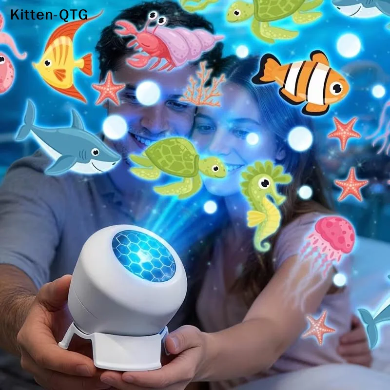 USB Plug-in Ambient Lamp, Decorative Lighting LED Starry Ocean Projector Light, Ocean Rotating Dynamic Projection Night Light,