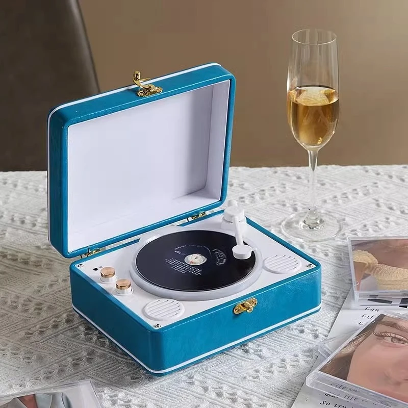 Odtwarzacz CD w stylu retro, z wbudowanym głośnikiem Bluetooth i odtwarzaczem albumów, lekki luksusowy, kreatywny prezent dla studentów.