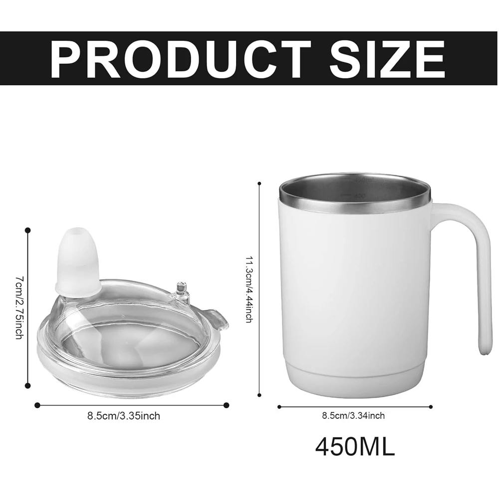 Spill Proof Cups for Elderly 450ml Stainless Steel Sippy Cup No Spill Cups with Straw Leak Proof Porridge Mug Suitable