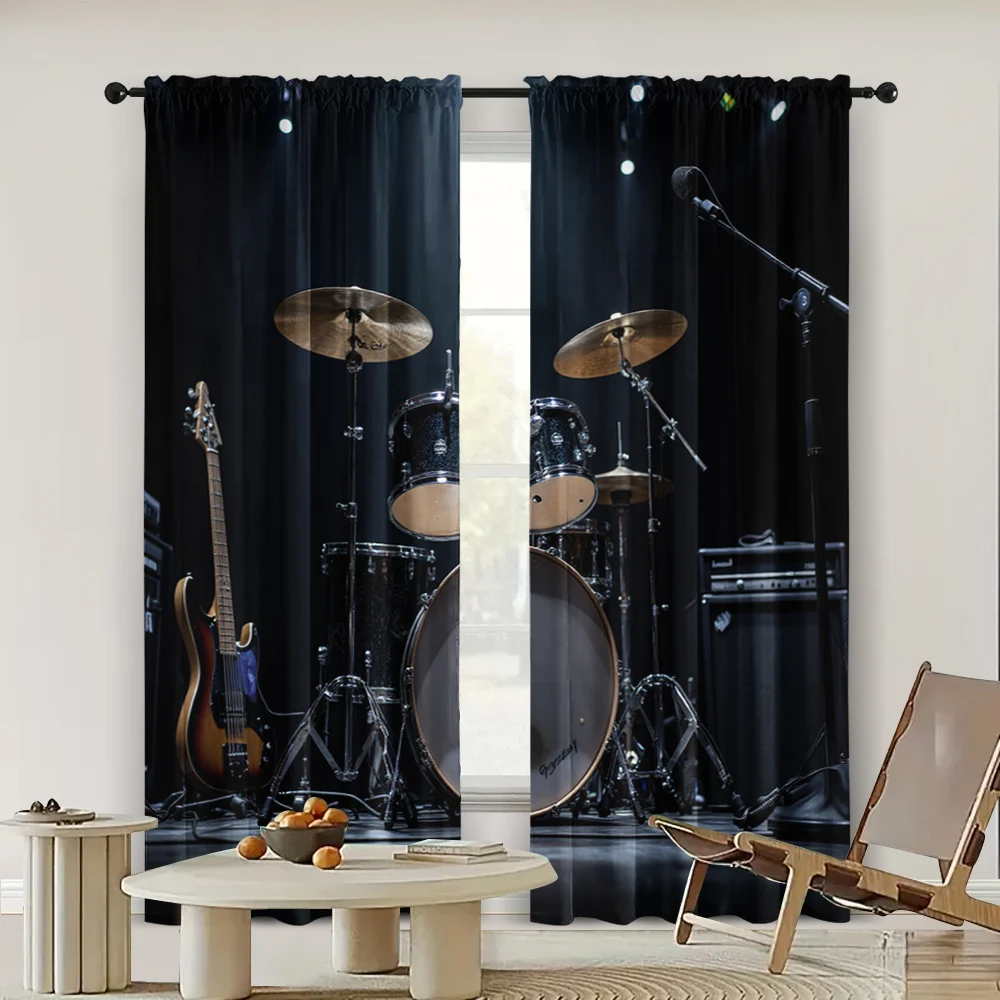 2pc,  Curtains guitars and drums Light Filter Party Decorations Suitable for Holiday Party, General Celebration