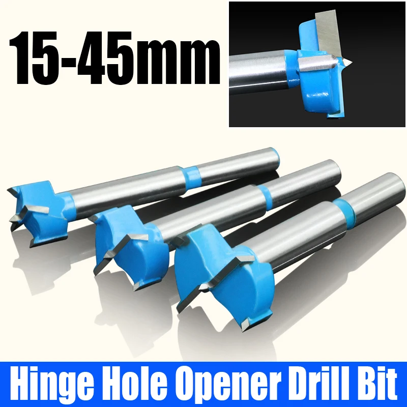 1PCS 15-45mm Tungsten Steel Woodworking Hole Opener Carbide Drill Bit Hinge Hole Opener Tipped Drilling Tool Woodworking Cutter