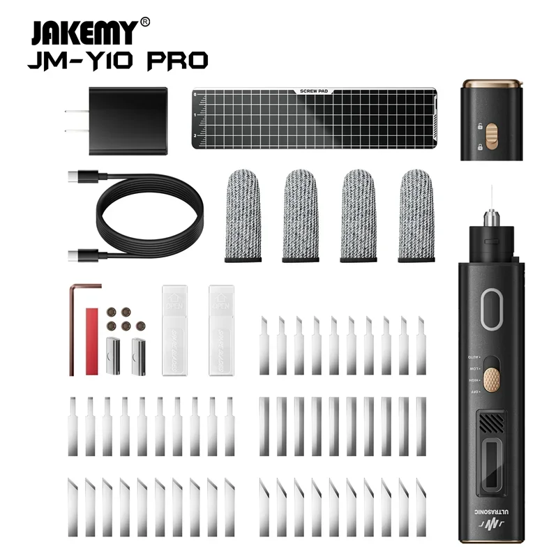 Jakemy بالموجات فوق الصوتية القاطع 2 في 1 عالية الطاقة بالموجات فوق الصوتية القاطع البلاستيك الاكريليك النقش سكين والملمع لتقوم بها بنفسك قطع ثلاثية الأبعاد