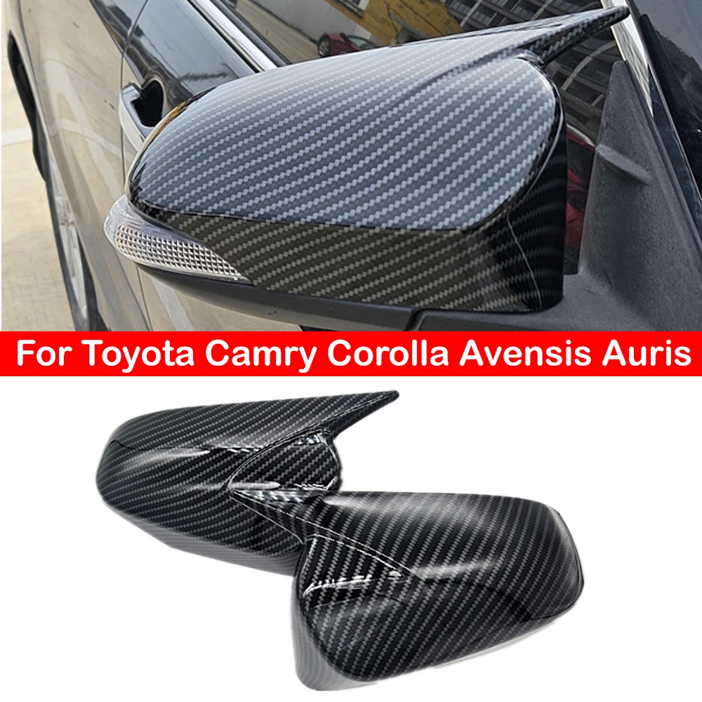 For Toyota Camry Corolla Avensis Auris Car Sticker Rearview Side Mirror Cover Wing Cap Exterior Door Rear View Case Trim Carbon