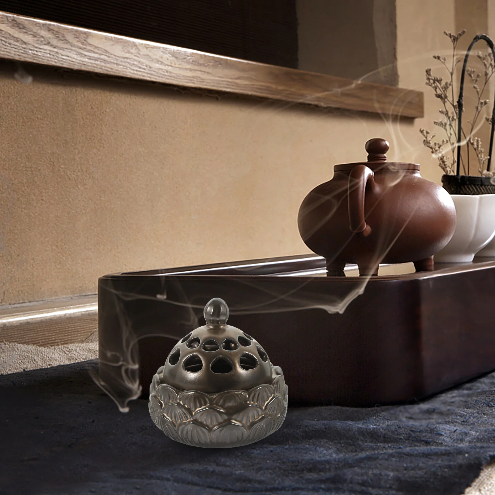 

Compact Ceramic Incense Burner Mini Elegant Aromatherapy Stove Tea Ceremony Accessory Home Office Decor Reusable Incense Burner