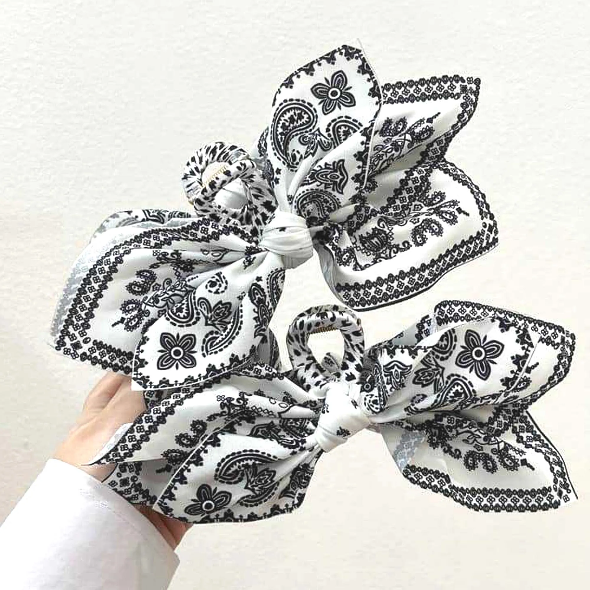 1 Stück Paisley Stoff Haarklammer Clip Elastisches Haarband Cashew Große Haarspangen Boho Strand Kopfbedeckung für Frauen Haarschmuck – Detail 6