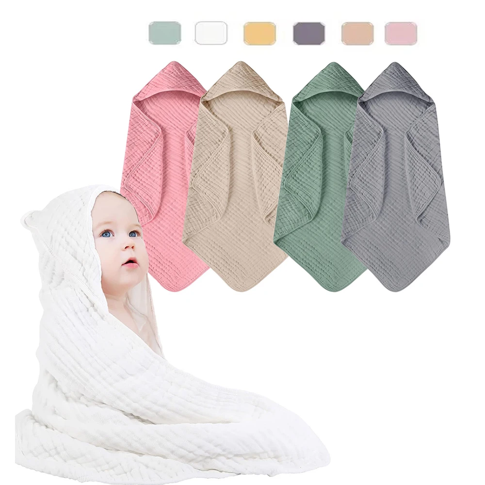 

2 шт., муслиновые детские пеленальные одеяла с капюшоном, банное полотенце для новорожденных, носовой платок, детский хлопково-марлевый халат, одеяло, накидка для младенцев, вещи