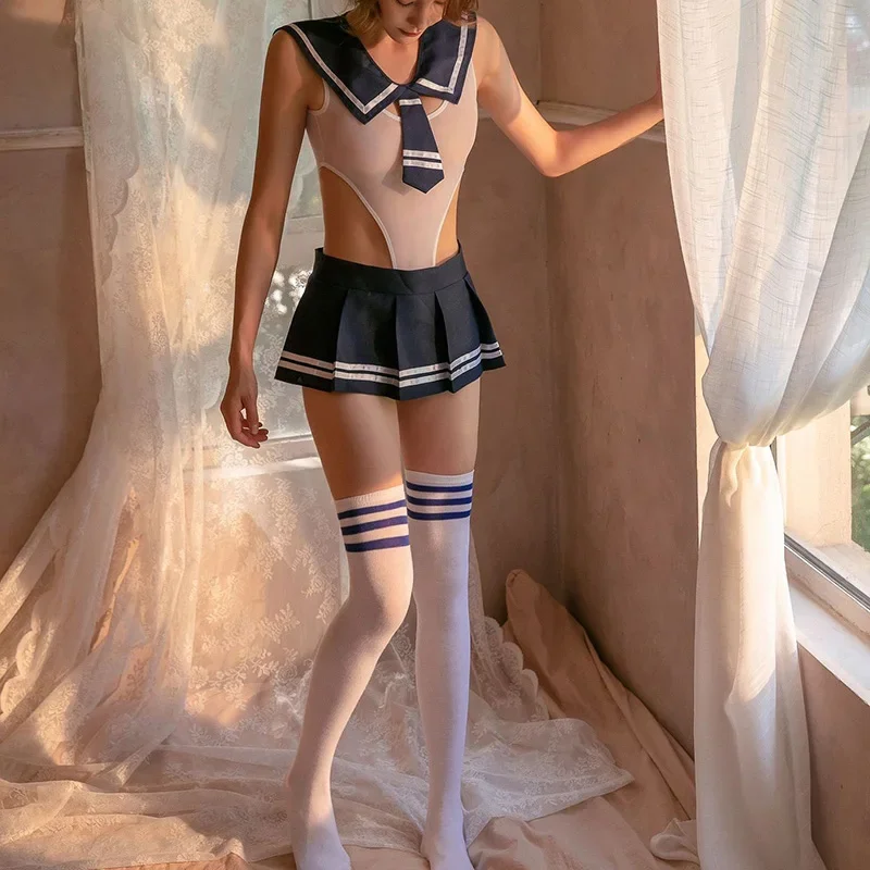 40-100 кг большой размер матросский костюм женское сексуальное женское белье косплей студенческие девушки прозрачное боди короткая юбка эротический женский комбинезон