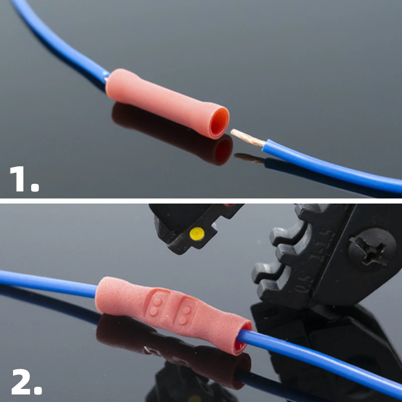 BV1.25/2/5.5 PVC Insulated Pure Copper Butt Splice Connector Electrical Wire Middle Butt Crimping Terminal  AWG22-10