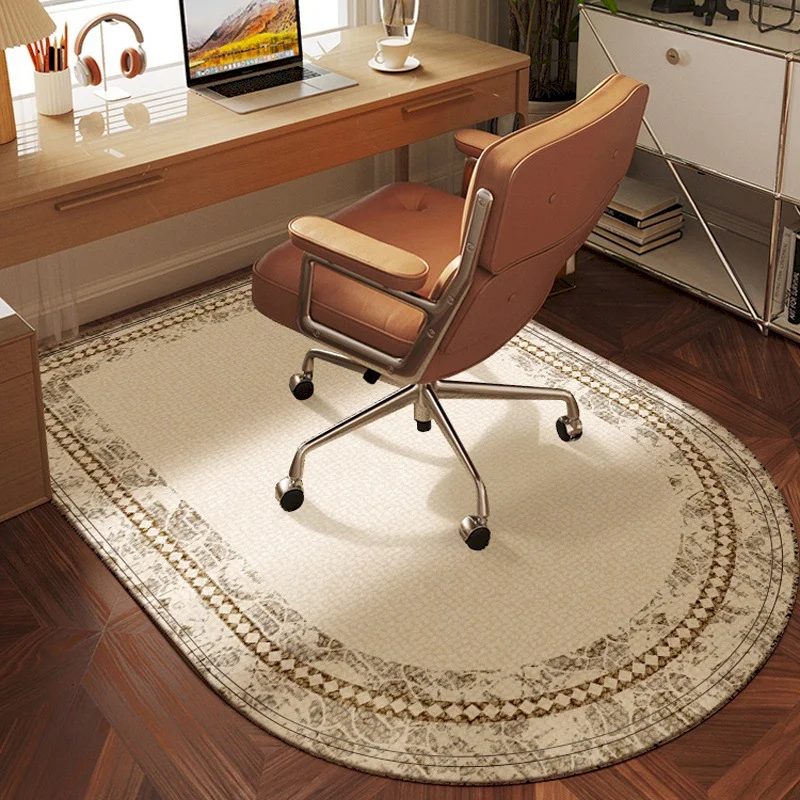 VIKAMA Semi-Circular Plain Flower e-Sports Chair Carpet Anti Slip Noise Reduction Computer Soft Carpet Study Home Decoration