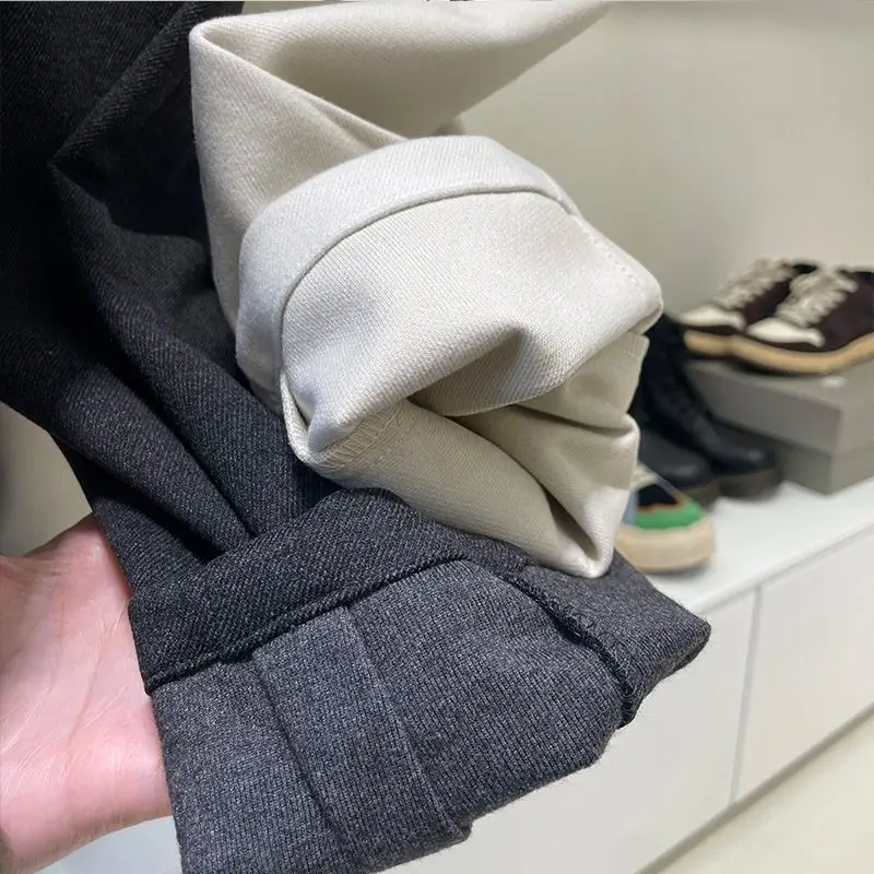 2024 New Autumn Winter plus Size 300 Pou Thiened Fce Men's Casual Pants Loose Straight Wide Leg Trousers