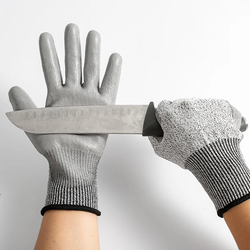 

Safe Wear-resistant Anti Cutting Gloves Non-slip Breathable Grade 5 Anti Stab Safety Gloves PU Gloves for Construction Site Work