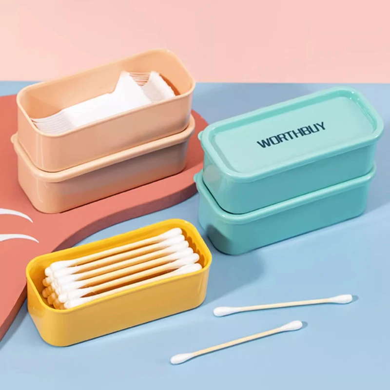 Portable Cotton Swab Box Travel Dental Floss Holder Case Sundries Organizer Box Dust-proof Wire Earphone Cable Storage Box