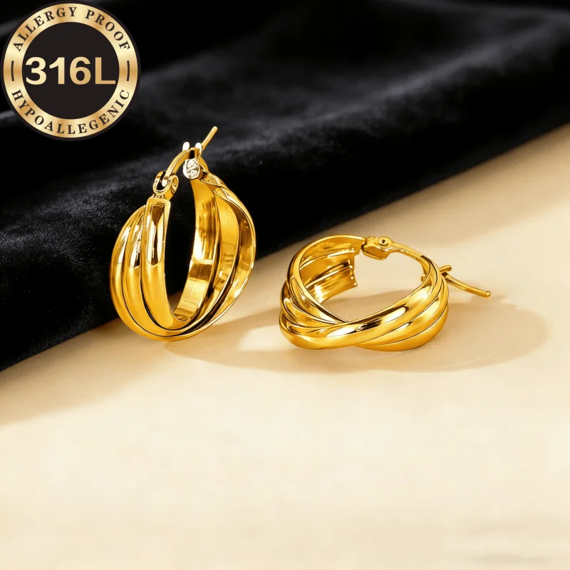 316L stainless steel hypoallergenic multi-layer earrings, anti-fading and non-fading, comfortable, skin-friendly and not picky