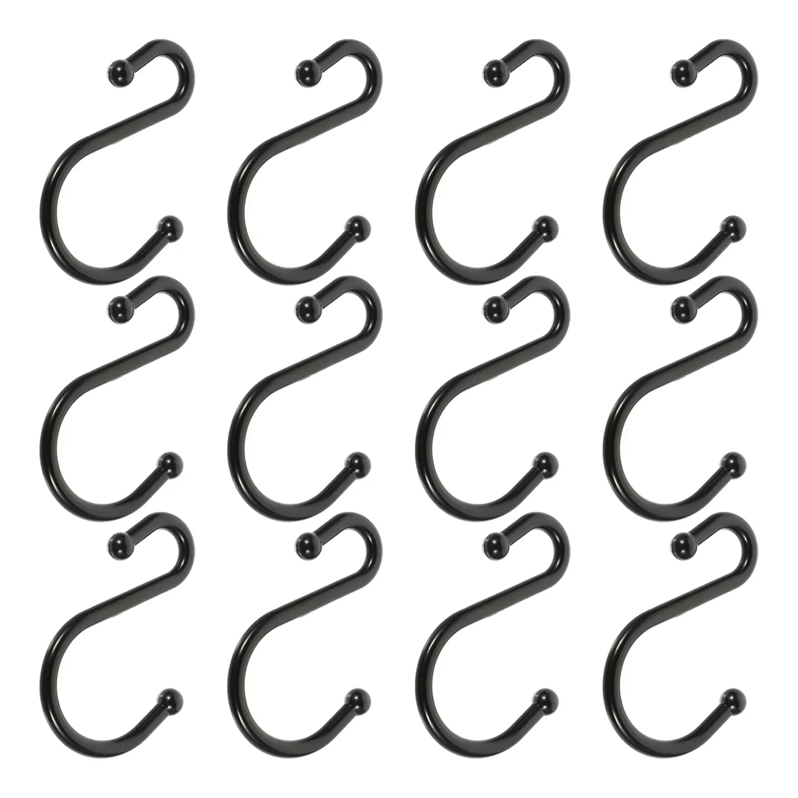 

12 шт. S-образных крючков из цинкового сплава для штор, металлические кольца для душевых занавесок, держатели для штанг в ванной комнате