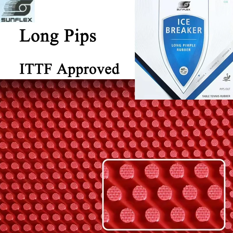 SUNFLEX ICE BREAKER Table Tennis Rubber Long Pimples OX 0.5/1mm Sponge ITTF Approved Ping Pong Rubber Offensive Easy Control