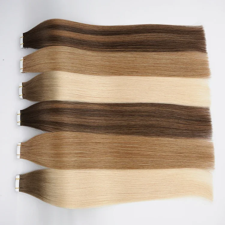 High Quality Virgin 100 Remy Human Hair Extensions Double Drawn Invisible Tape Large Stock in Various Colors and Lengths