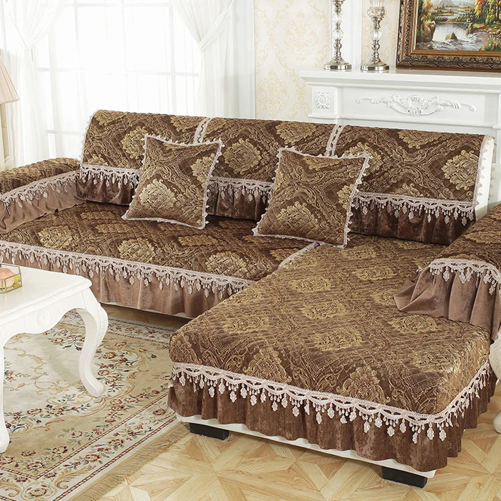 

Luxury Chenille Jacquard Sofa Cover Combination Kit Simplicity Couch Covers For Sofas Non-slip Slipcover Cushion Back Pillowcase