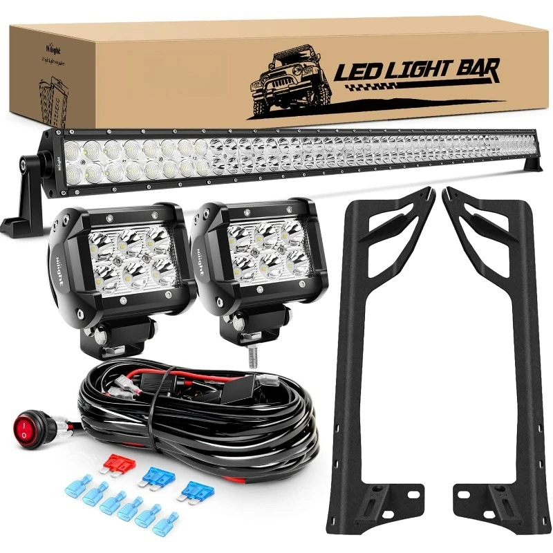

Led Light Bar Spot Flood 2Pcs 18W 4Inch Spot LED Pods Windshield Frame Mounting Bracket on Wrangler JK 2007-2017
