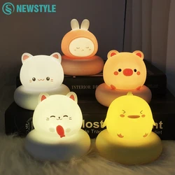 Cute Animal Night Light for Kids 3 Level Dimmable Nursery Sleeping Lamp Touch Control Nightlight for Breastfeeding Toddler Decor