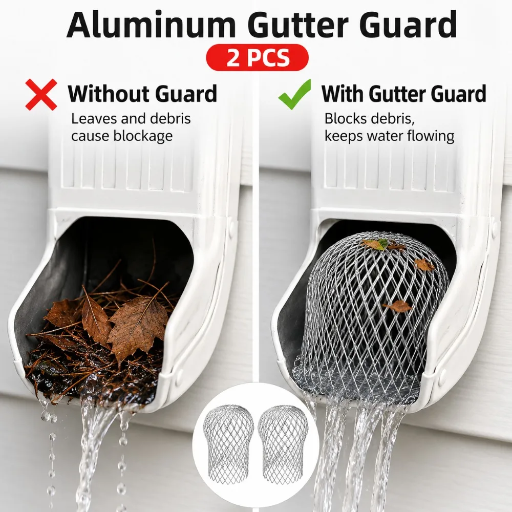 Metal Gutter Filter Mesh Leaf Debris Guard Drain Pipe Cover for Downpipe Rainwater System Roof Garden and Home Maintenance - view 3