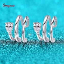 Smyoue 18K Plated Certified Full Moissanite Clip Earrings for Women Pear Cut Pure 925 Silver Lab Diamond Jewelry Wholesale